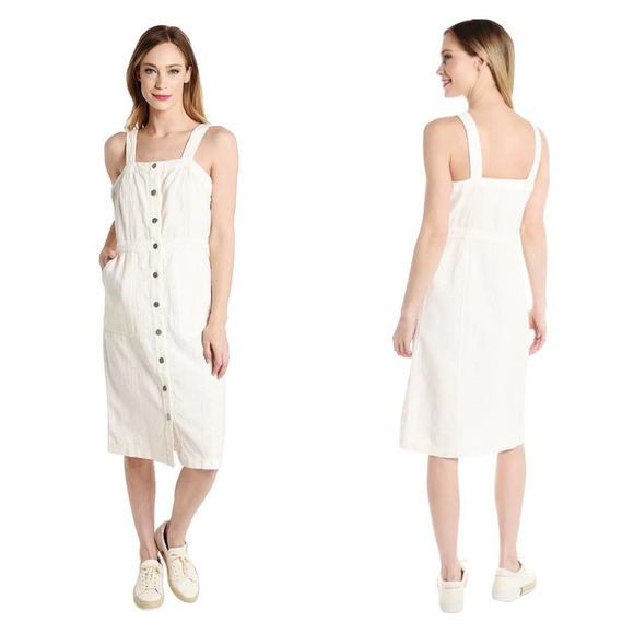 SKIES ARE BLUE Dress Womens Small Charcoal Gray Linen Blend Button Front NWT - Picture 3 of 14